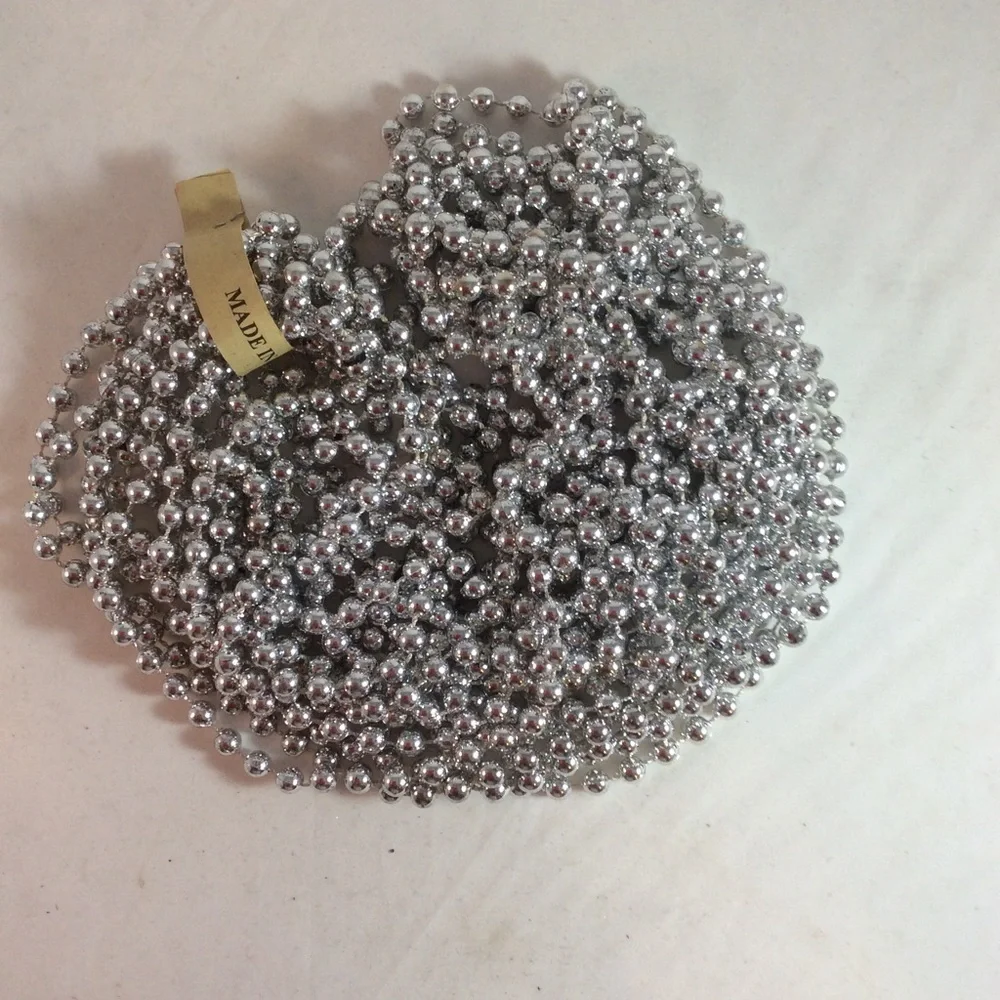 Mardi Gras Beads Silver 12 Strands Beads Decorations Parade Crafts